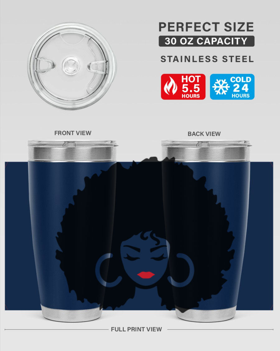 Black Women - Queen 63# Tumbler featuring double wall vacuum stainless steel design, perfect for hot and cold beverages.