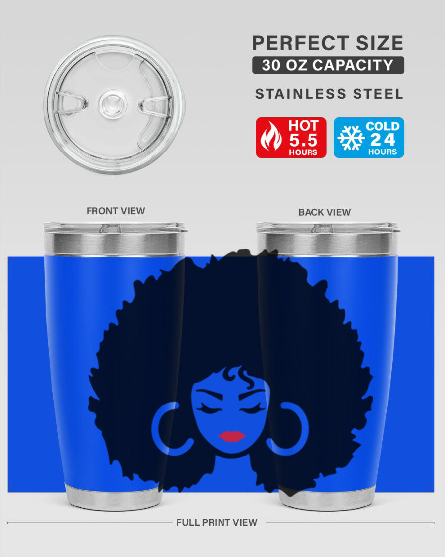 Black Women - Queen 63# Tumbler featuring double wall vacuum stainless steel design, perfect for hot and cold beverages.