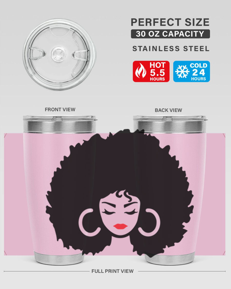 Black Women - Queen 63# Tumbler featuring double wall vacuum stainless steel design, perfect for hot and cold beverages.