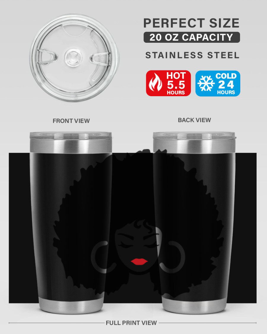 Black Women - Queen 63# Tumbler featuring double wall vacuum stainless steel design, perfect for hot and cold beverages.