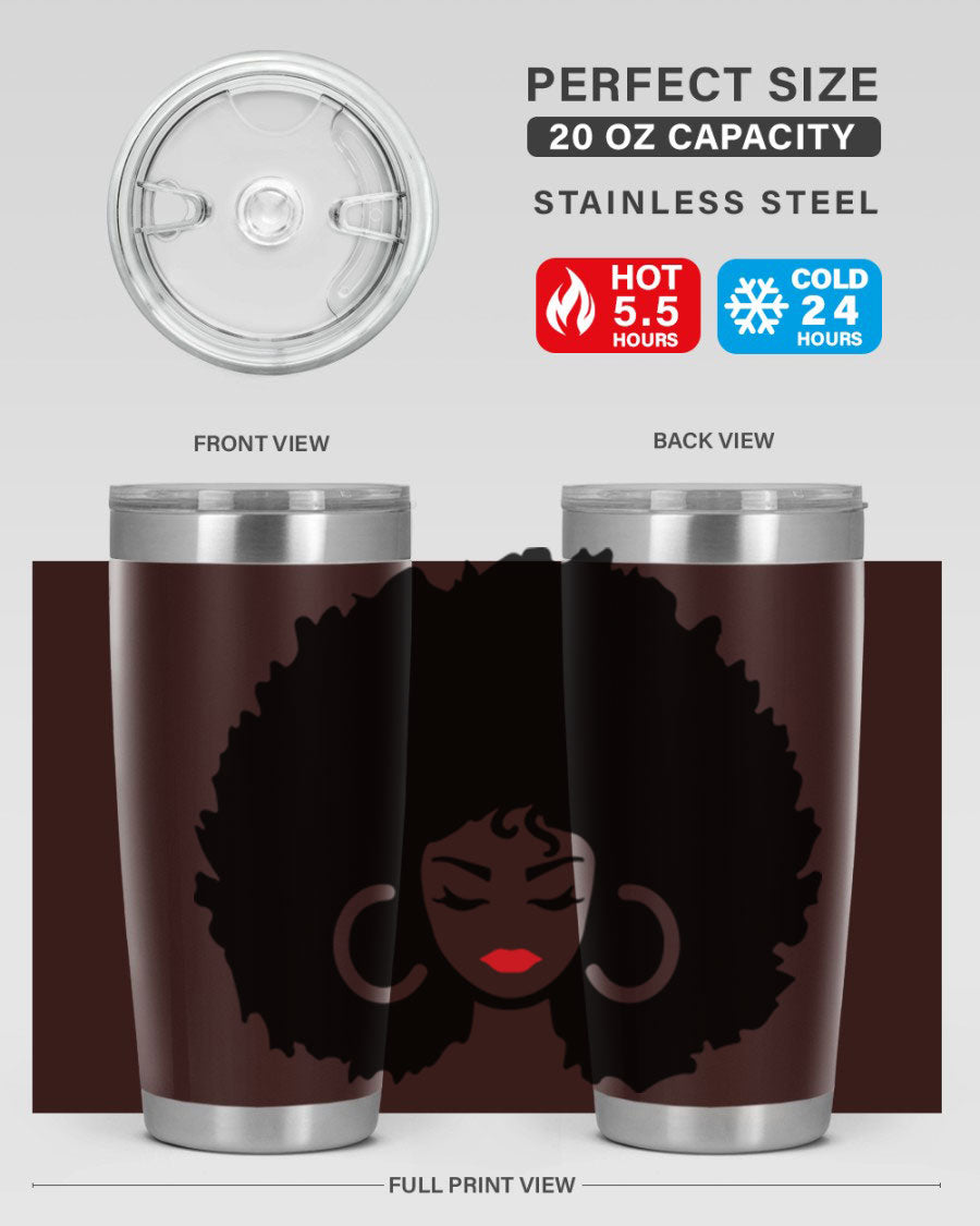 Black Women - Queen 63# Tumbler featuring double wall vacuum stainless steel design, perfect for hot and cold beverages.