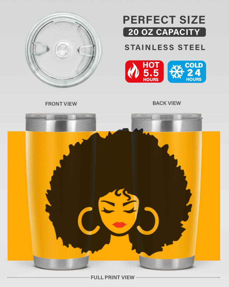 Black Women - Queen 63# Tumbler featuring double wall vacuum stainless steel design, perfect for hot and cold beverages.
