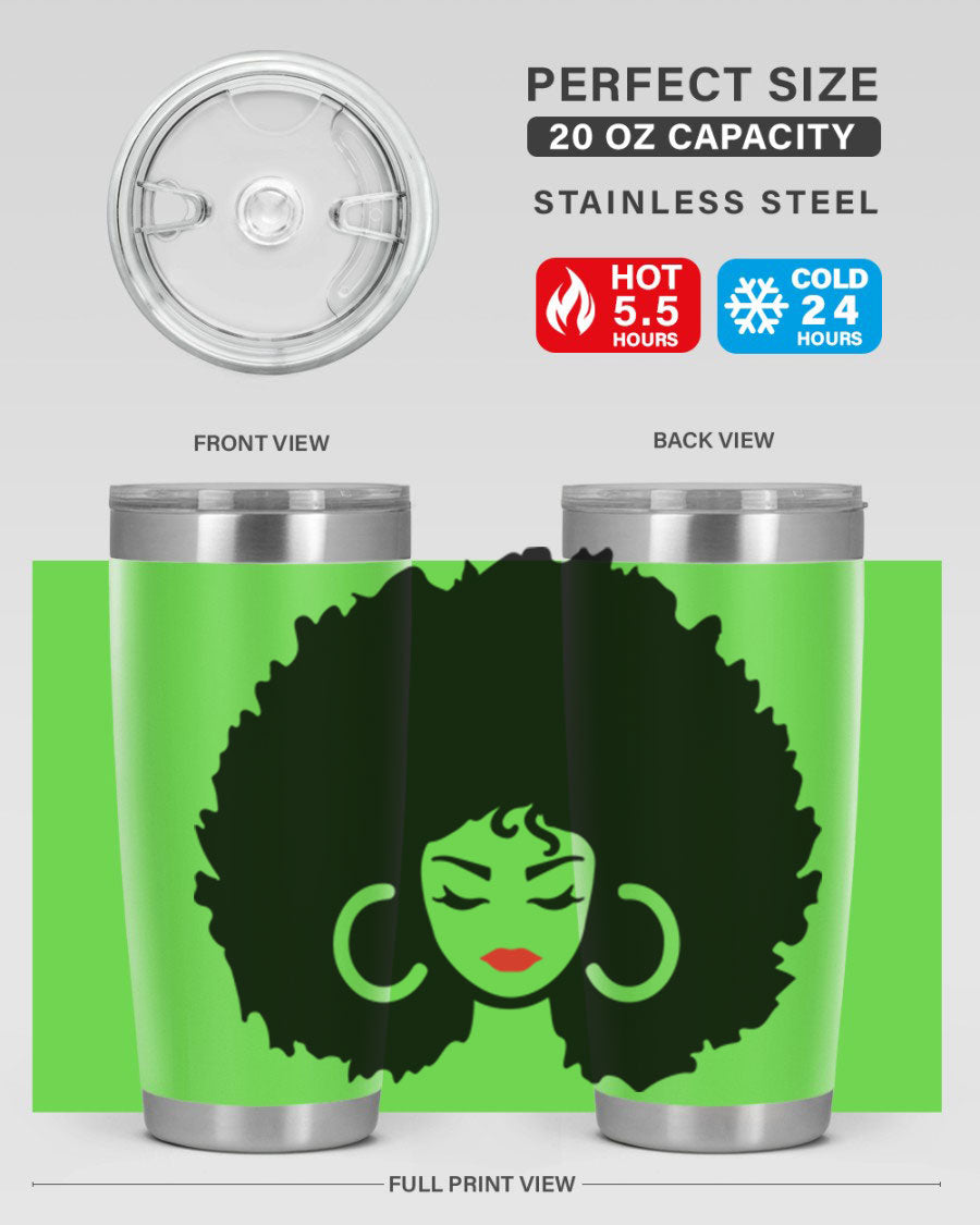 Black Women - Queen 63# Tumbler featuring double wall vacuum stainless steel design, perfect for hot and cold beverages.