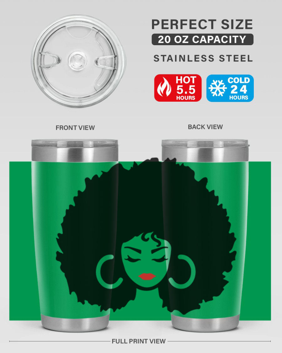 Black Women - Queen 63# Tumbler featuring double wall vacuum stainless steel design, perfect for hot and cold beverages.