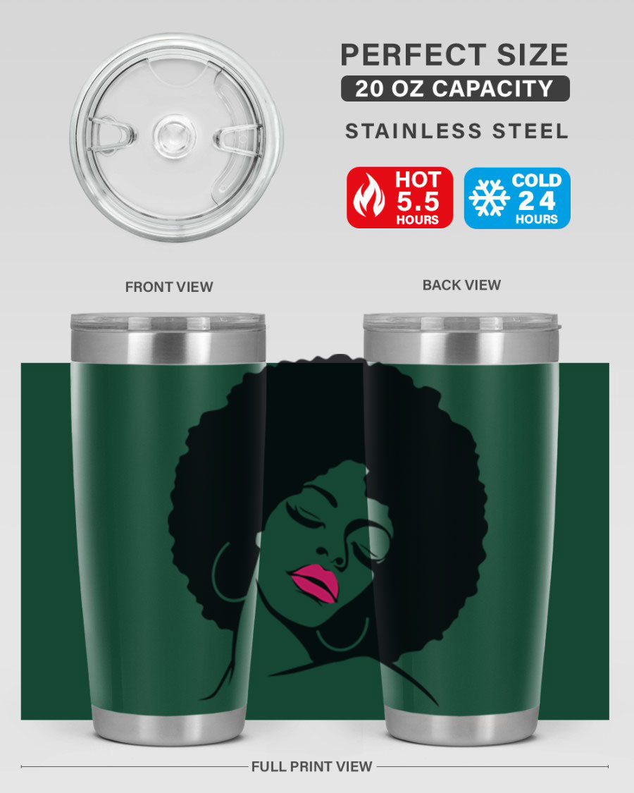 Black Women - Queen 68# Tumbler featuring double wall vacuum stainless steel design, available in 20oz and 30oz sizes.