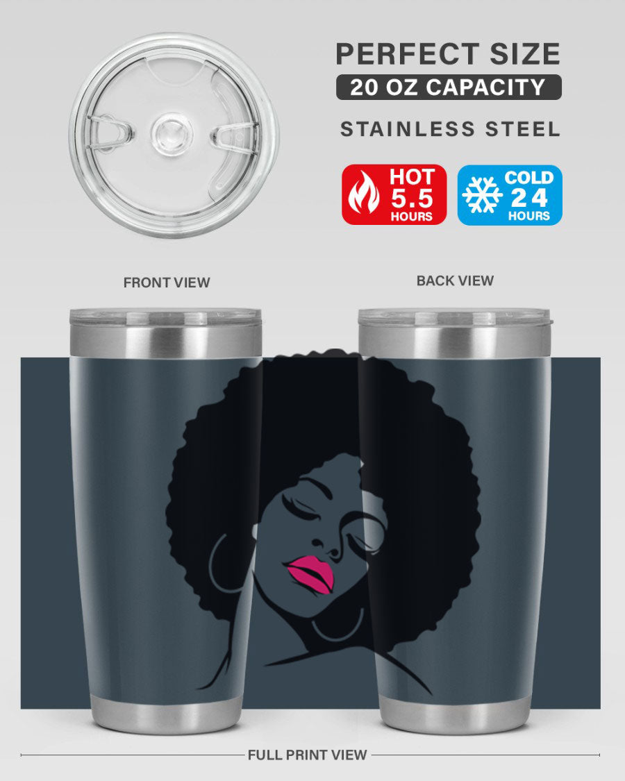 Black Women - Queen 68# Tumbler featuring double wall vacuum stainless steel design, available in 20oz and 30oz sizes.