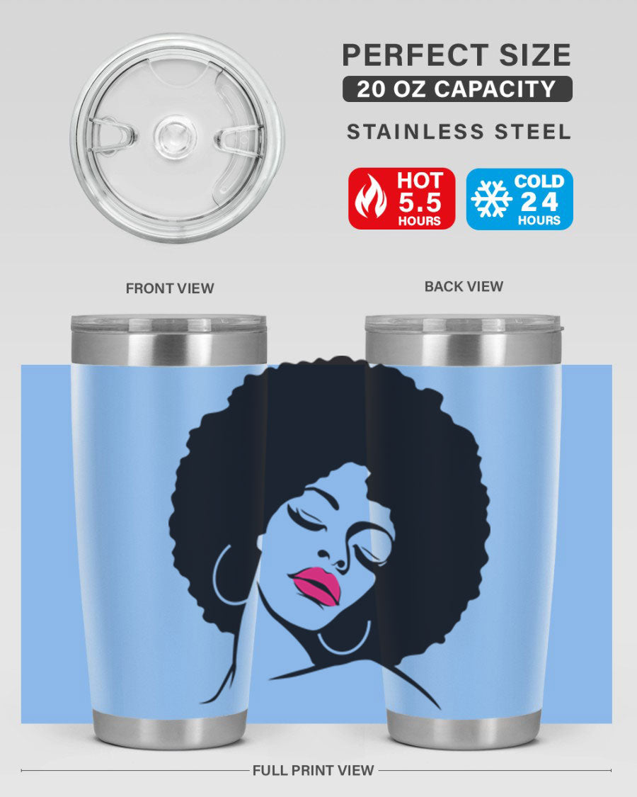 Black Women - Queen 68# Tumbler featuring double wall vacuum stainless steel design, available in 20oz and 30oz sizes.