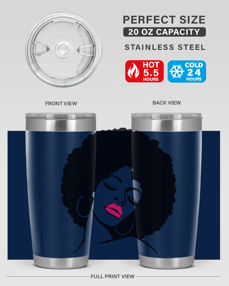 Black Women - Queen 68# Tumbler featuring double wall vacuum stainless steel design, available in 20oz and 30oz sizes.