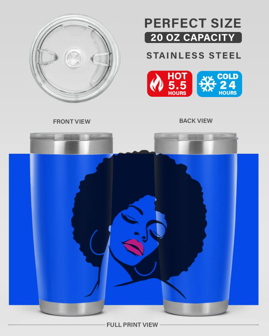Black Women - Queen 68# Tumbler featuring double wall vacuum stainless steel design, available in 20oz and 30oz sizes.