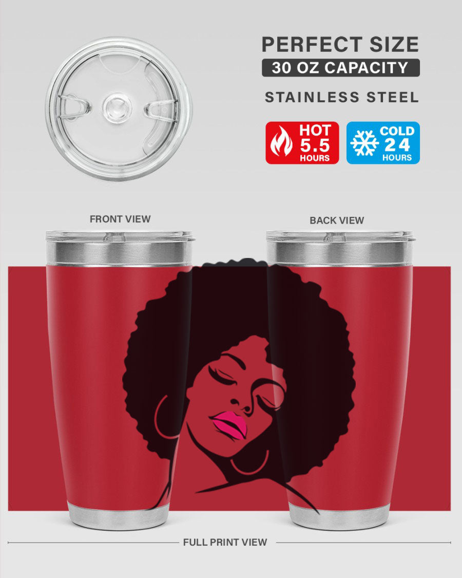 Black Women - Queen 68# Tumbler featuring double wall vacuum stainless steel design, available in 20oz and 30oz sizes.