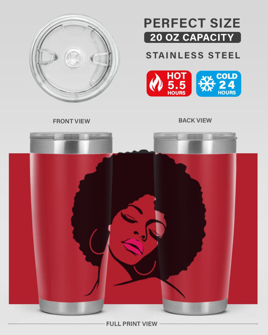 Black Women - Queen 68# Tumbler featuring double wall vacuum stainless steel design, available in 20oz and 30oz sizes.