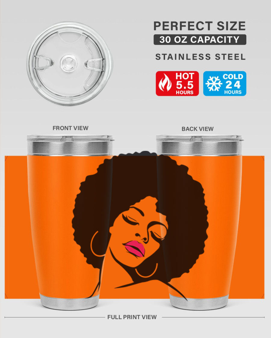 Black Women - Queen 68# Tumbler featuring double wall vacuum stainless steel design, available in 20oz and 30oz sizes.