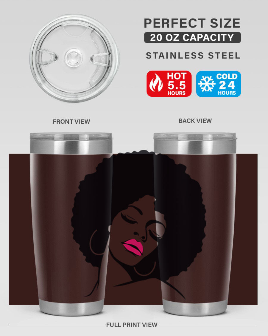 Black Women - Queen 68# Tumbler featuring double wall vacuum stainless steel design, available in 20oz and 30oz sizes.