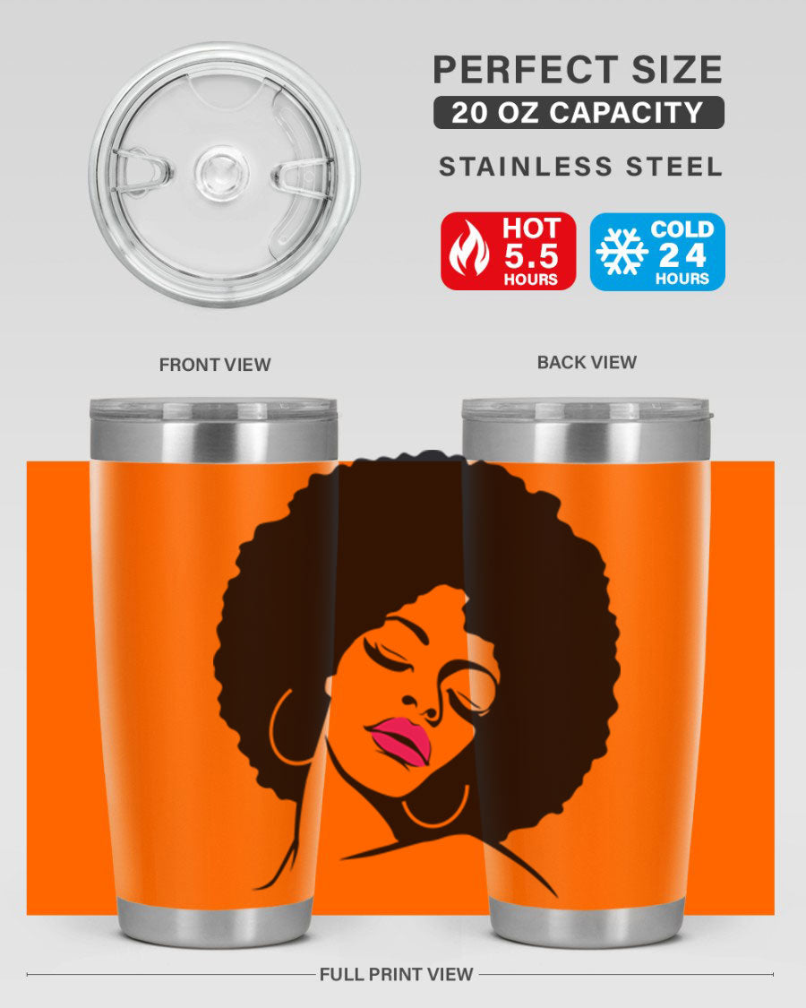 Black Women - Queen 68# Tumbler featuring double wall vacuum stainless steel design, available in 20oz and 30oz sizes.