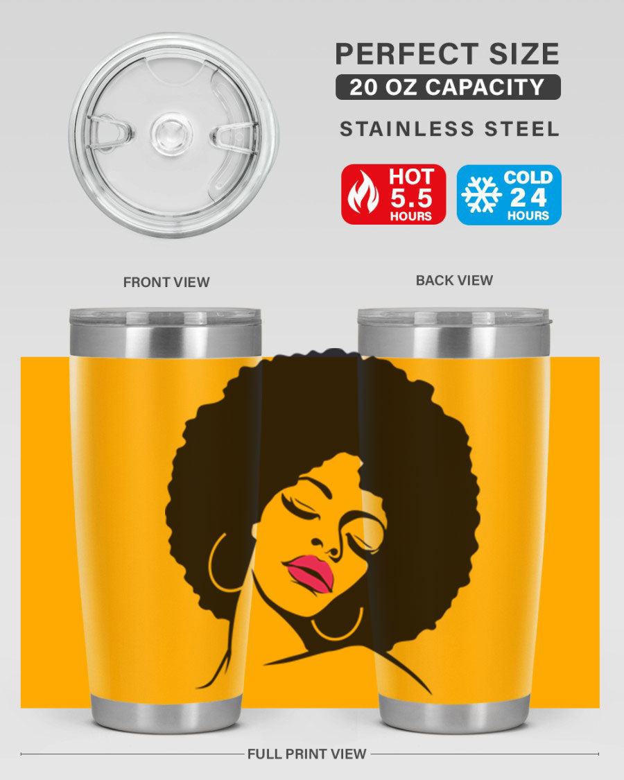 Black Women - Queen 68# Tumbler featuring double wall vacuum stainless steel design, available in 20oz and 30oz sizes.