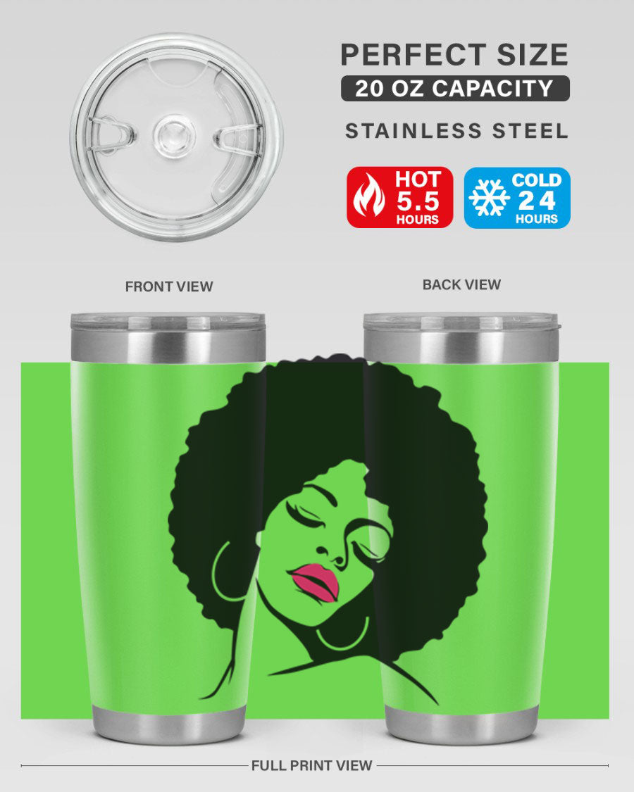 Black Women - Queen 68# Tumbler featuring double wall vacuum stainless steel design, available in 20oz and 30oz sizes.