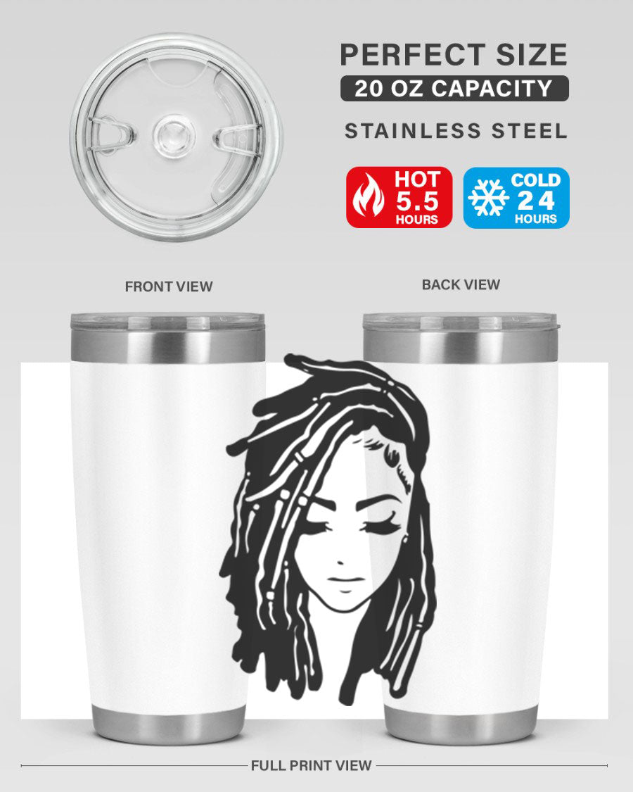 Black Women - Queen 7# Tumbler showcasing a sleek design with double wall vacuum insulation, perfect for hot and cold beverages.