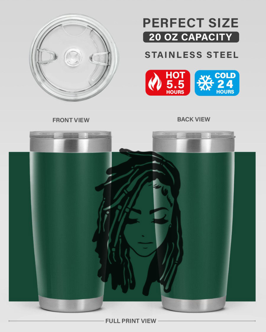 Black Women - Queen 7# Tumbler showcasing a sleek design with double wall vacuum insulation, perfect for hot and cold beverages.