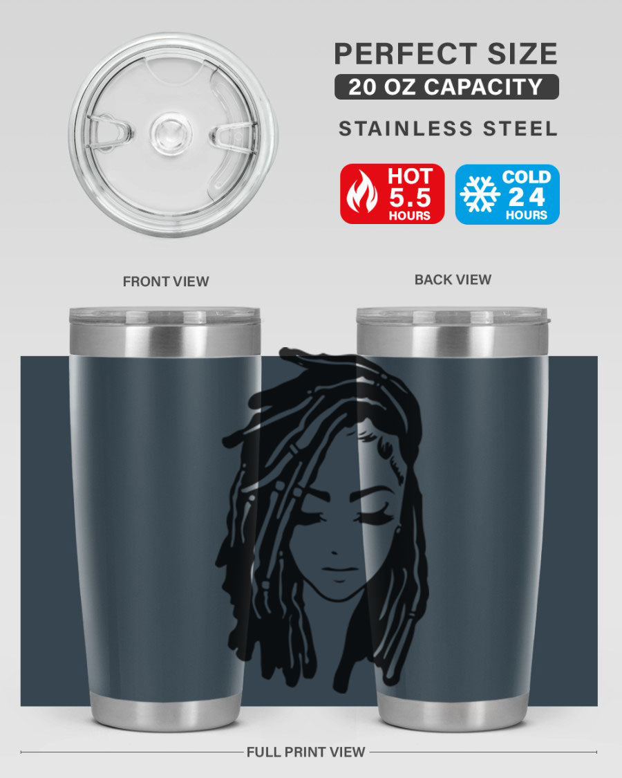 Black Women - Queen 7# Tumbler showcasing a sleek design with double wall vacuum insulation, perfect for hot and cold beverages.
