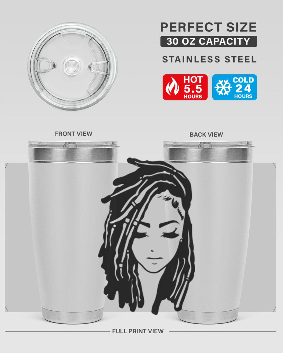 Black Women - Queen 7# Tumbler showcasing a sleek design with double wall vacuum insulation, perfect for hot and cold beverages.