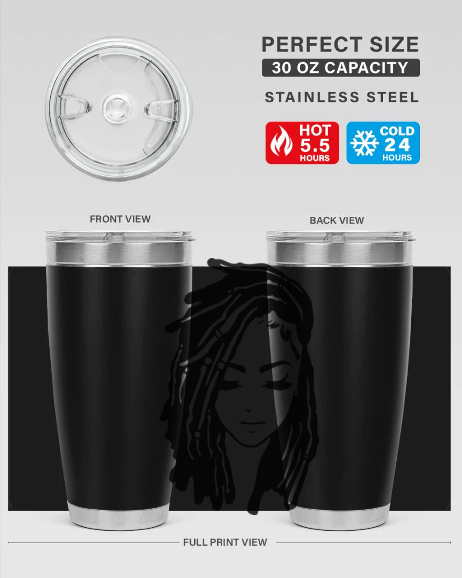Black Women - Queen 7# Tumbler showcasing a sleek design with double wall vacuum insulation, perfect for hot and cold beverages.