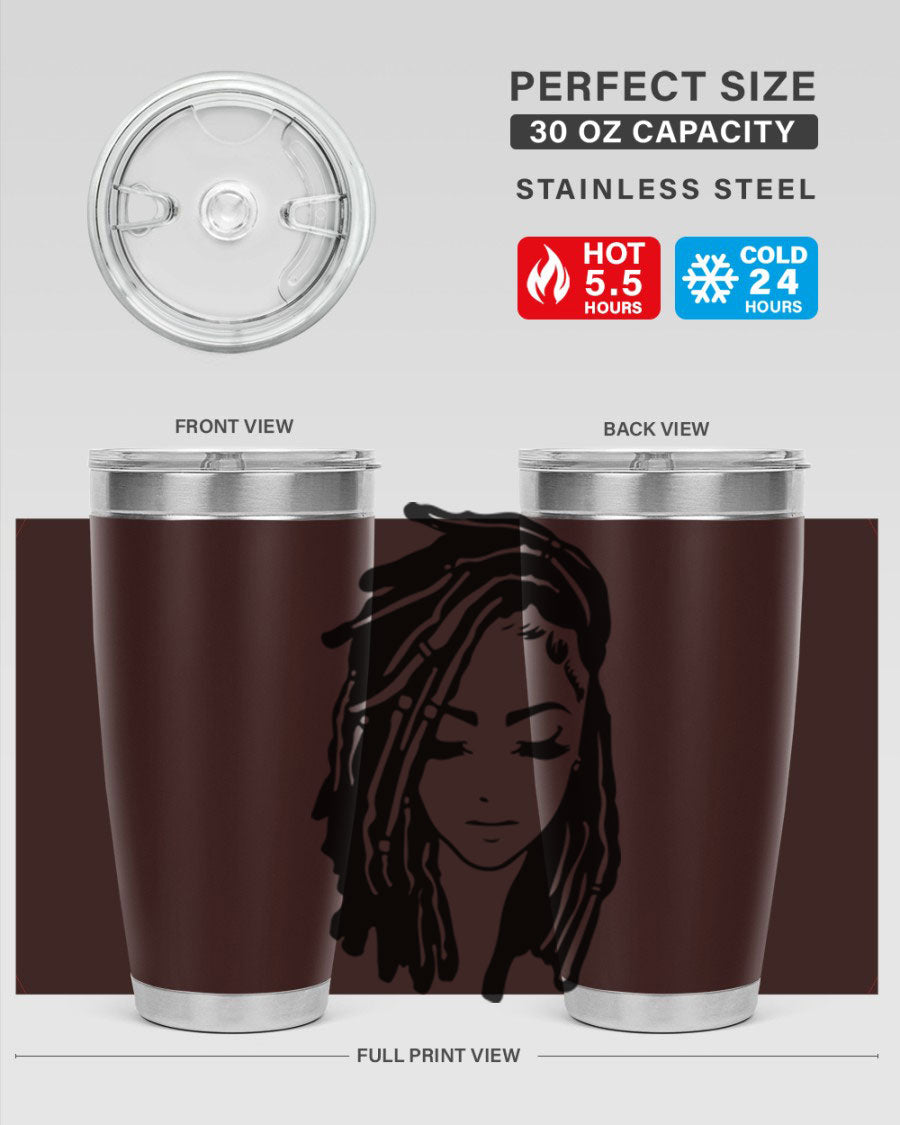 Black Women - Queen 7# Tumbler showcasing a sleek design with double wall vacuum insulation, perfect for hot and cold beverages.