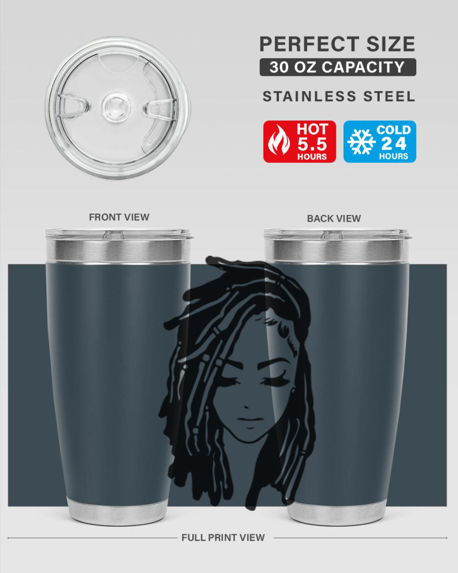 Black Women - Queen 7# Tumbler showcasing a sleek design with double wall vacuum insulation, perfect for hot and cold beverages.