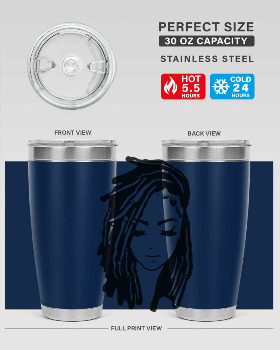 Black Women - Queen 7# Tumbler showcasing a sleek design with double wall vacuum insulation, perfect for hot and cold beverages.