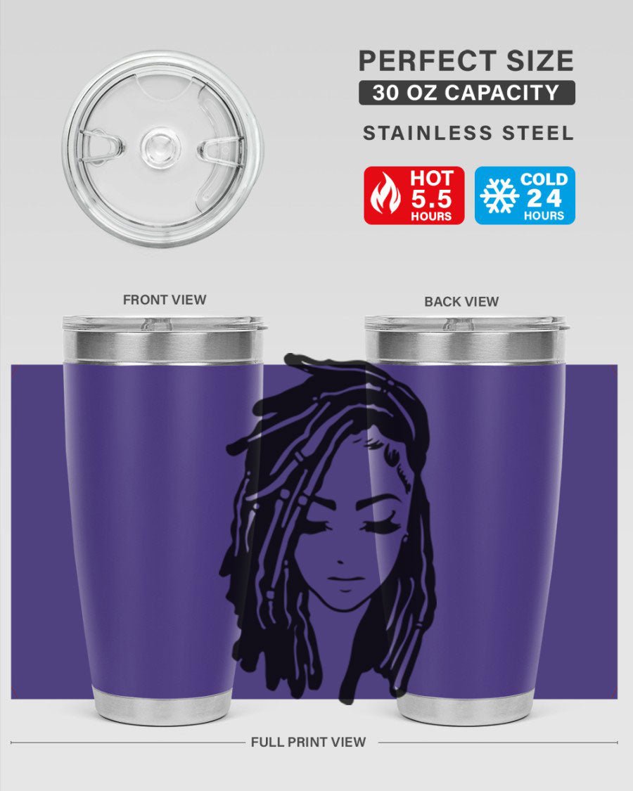 Black Women - Queen 7# Tumbler showcasing a sleek design with double wall vacuum insulation, perfect for hot and cold beverages.