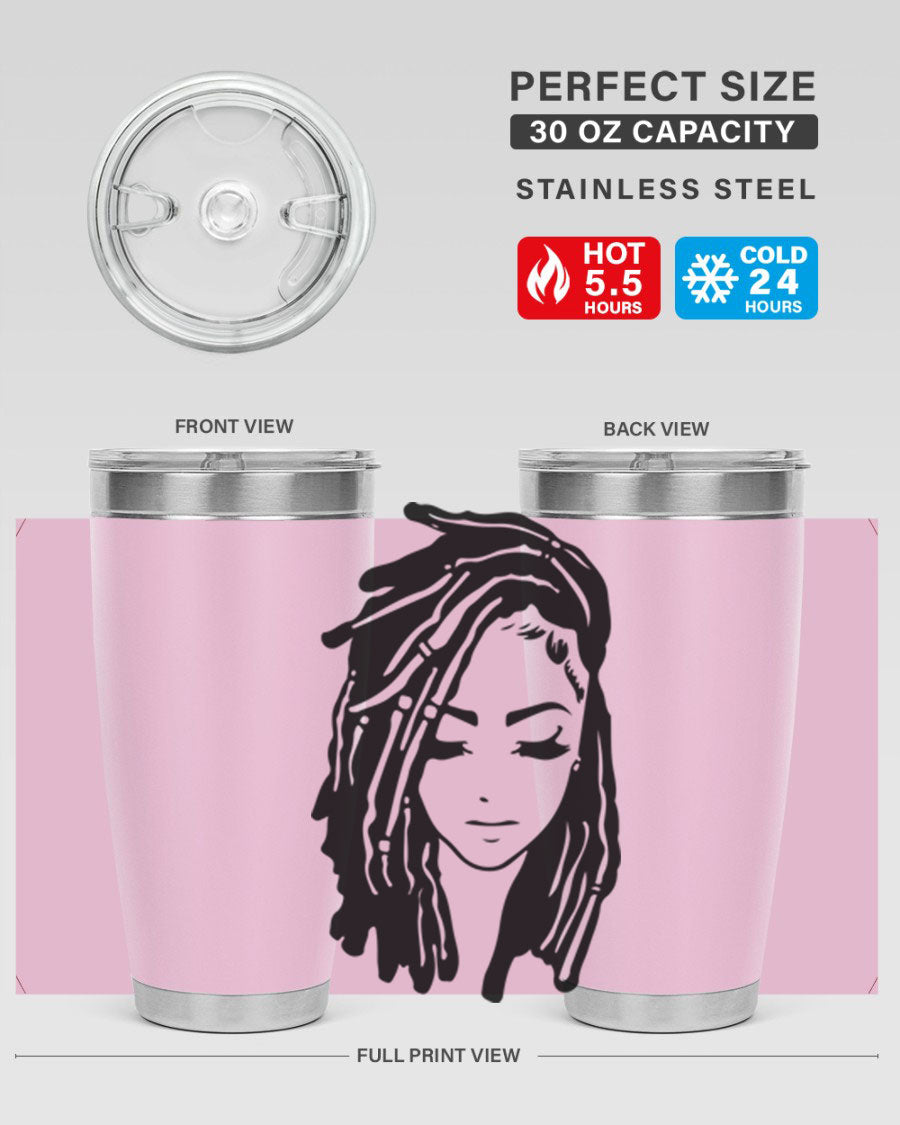 Black Women - Queen 7# Tumbler showcasing a sleek design with double wall vacuum insulation, perfect for hot and cold beverages.