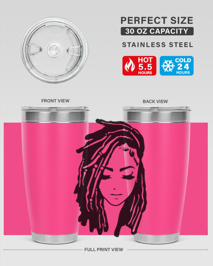 Black Women - Queen 7# Tumbler showcasing a sleek design with double wall vacuum insulation, perfect for hot and cold beverages.
