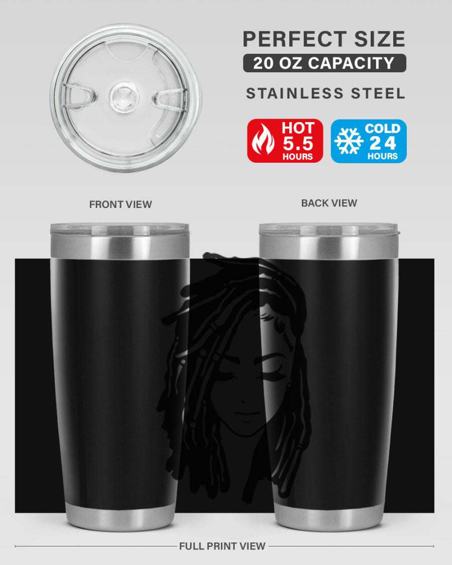 Black Women - Queen 7# Tumbler showcasing a sleek design with double wall vacuum insulation, perfect for hot and cold beverages.