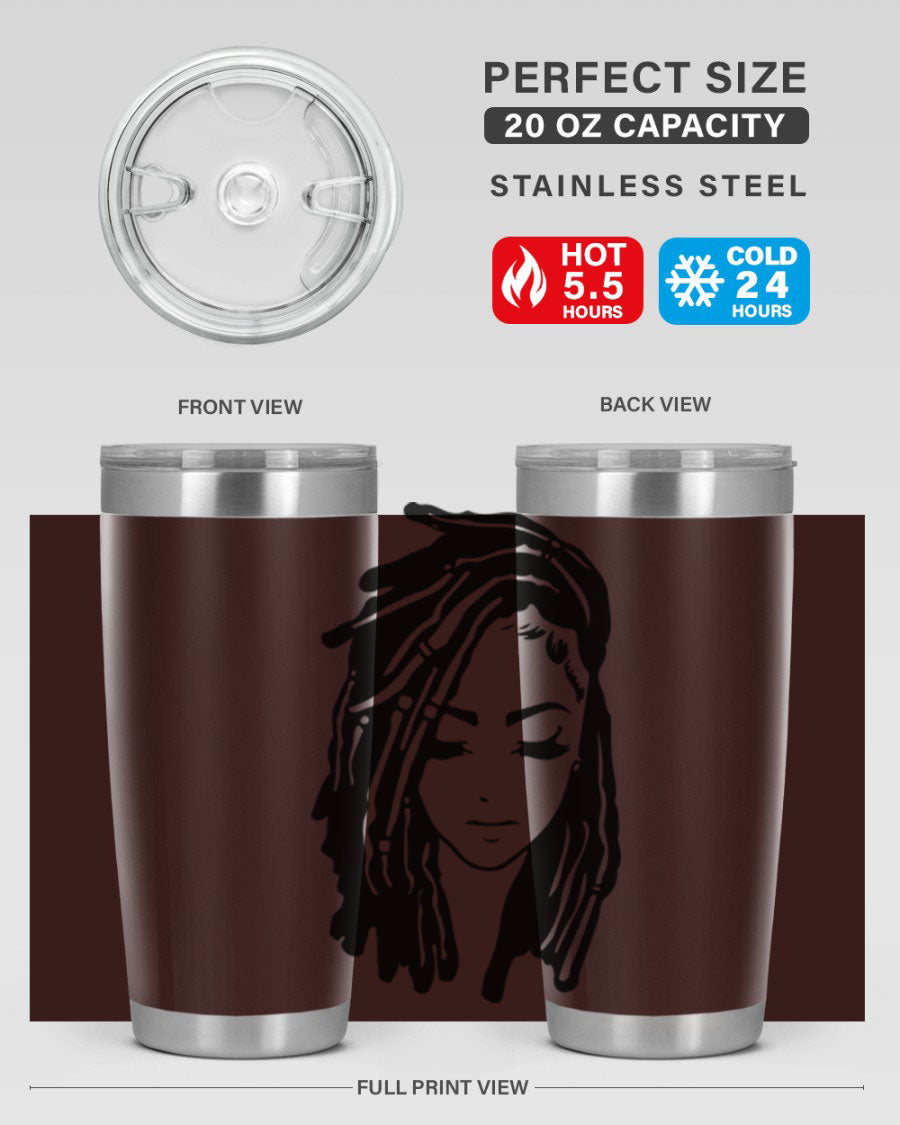 Black Women - Queen 7# Tumbler showcasing a sleek design with double wall vacuum insulation, perfect for hot and cold beverages.