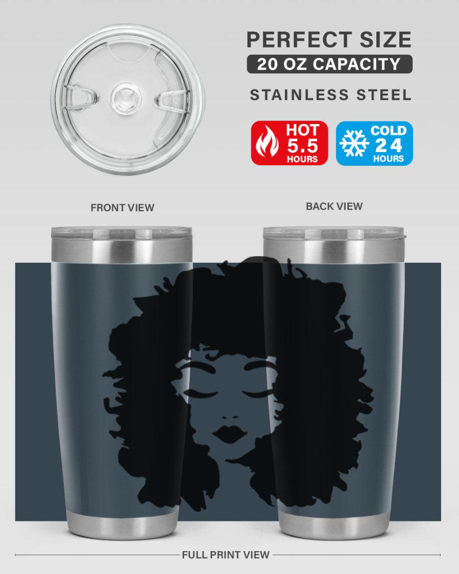 Black women - queen 72# tumbler, 20oz double wall vacuum stainless steel with copper lining, featuring a stylish design.