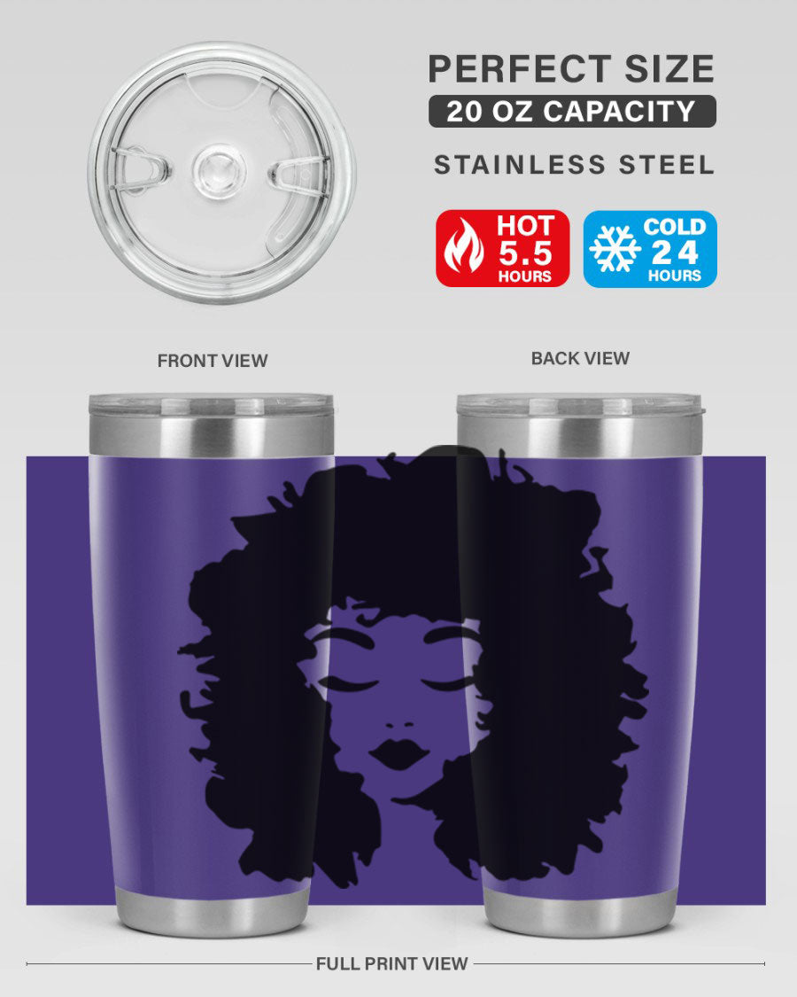 Black women - queen 72# tumbler, 20oz double wall vacuum stainless steel with copper lining, featuring a stylish design.