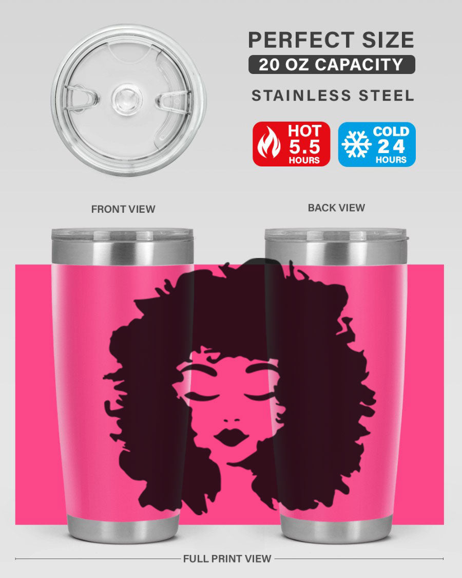 Black women - queen 72# tumbler, 20oz double wall vacuum stainless steel with copper lining, featuring a stylish design.