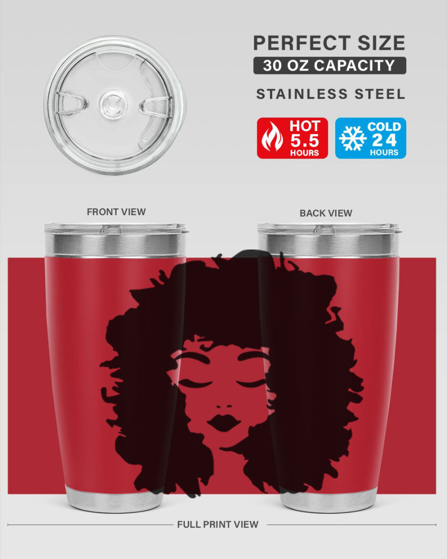 Black women - queen 72# tumbler, 20oz double wall vacuum stainless steel with copper lining, featuring a stylish design.