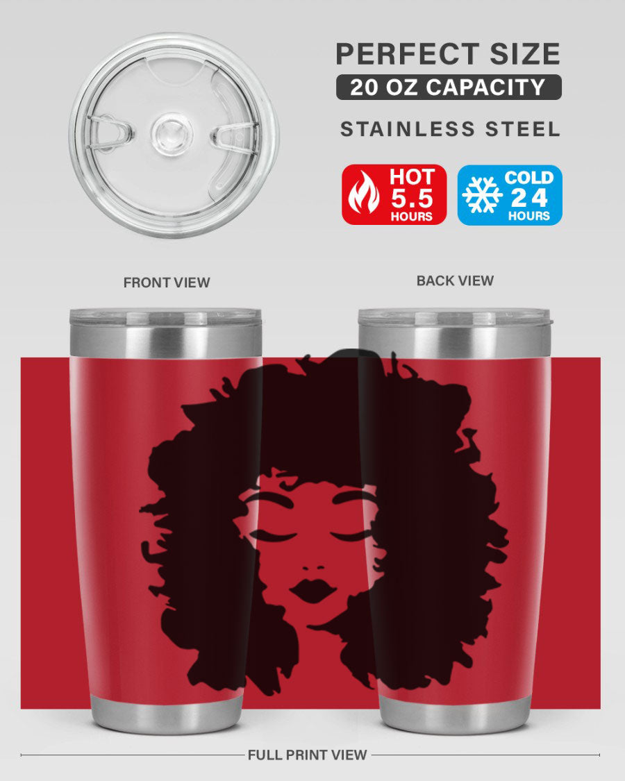 Black women - queen 72# tumbler, 20oz double wall vacuum stainless steel with copper lining, featuring a stylish design.
