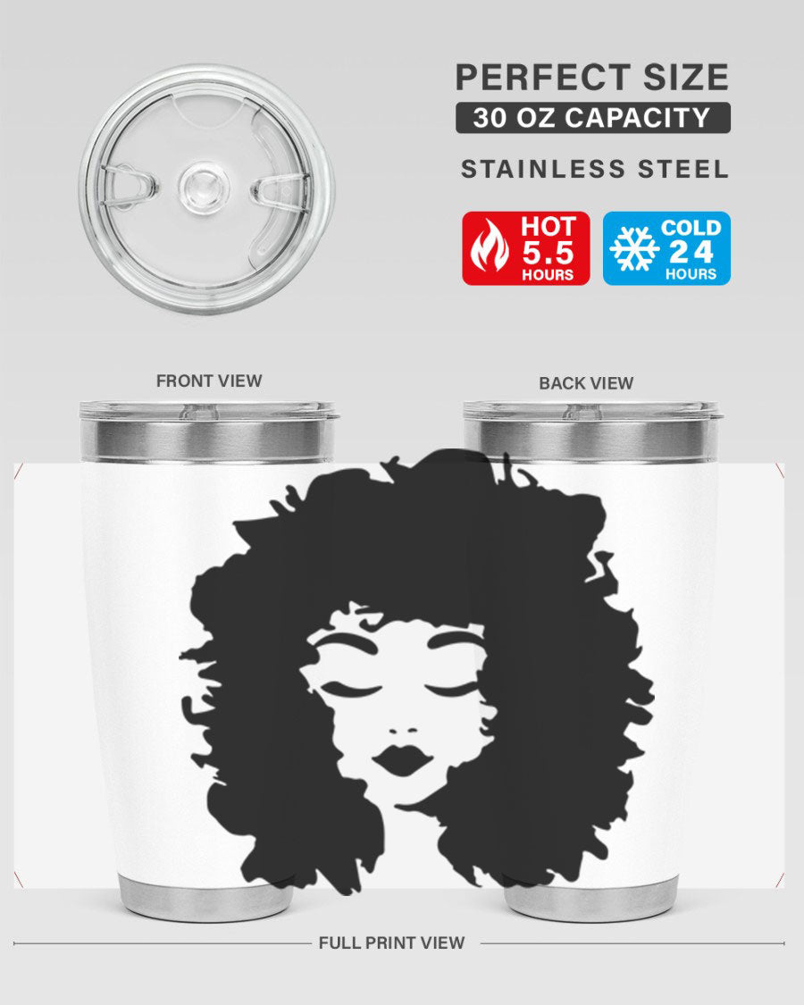 Black women - queen 72# tumbler, 20oz double wall vacuum stainless steel with copper lining, featuring a stylish design.