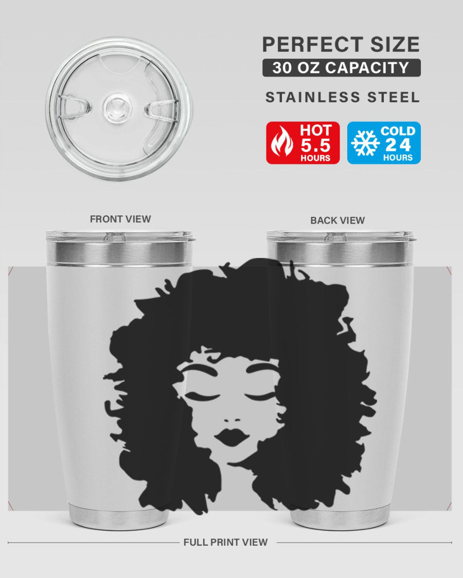 Black women - queen 72# tumbler, 20oz double wall vacuum stainless steel with copper lining, featuring a stylish design.
