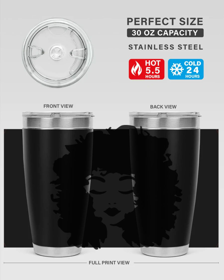 Black women - queen 72# tumbler, 20oz double wall vacuum stainless steel with copper lining, featuring a stylish design.