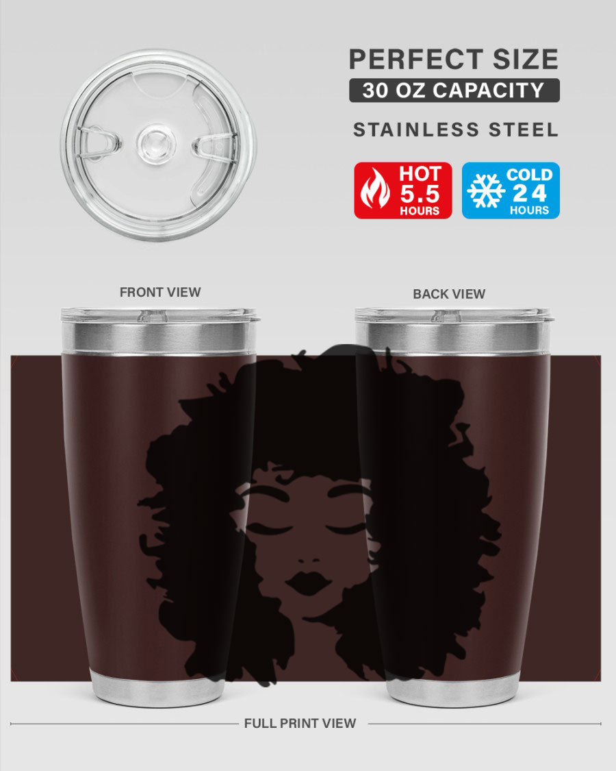 Black women - queen 72# tumbler, 20oz double wall vacuum stainless steel with copper lining, featuring a stylish design.