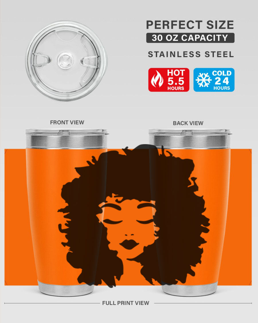 Black women - queen 72# tumbler, 20oz double wall vacuum stainless steel with copper lining, featuring a stylish design.