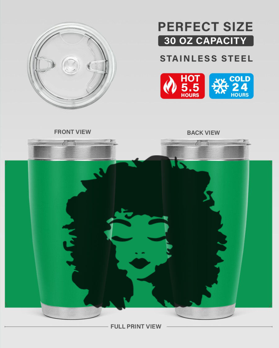 Black women - queen 72# tumbler, 20oz double wall vacuum stainless steel with copper lining, featuring a stylish design.