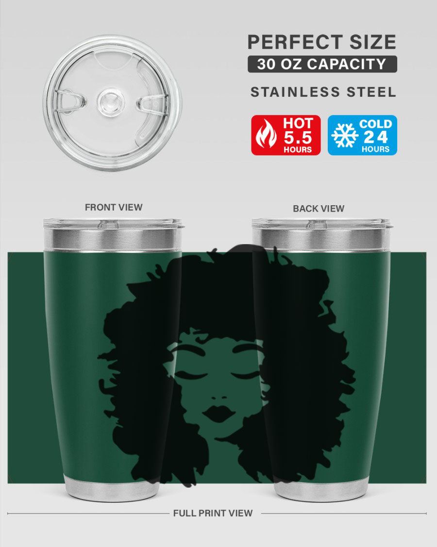 Black women - queen 72# tumbler, 20oz double wall vacuum stainless steel with copper lining, featuring a stylish design.