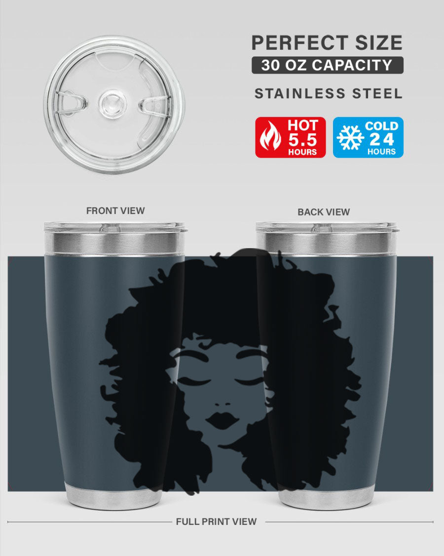 Black women - queen 72# tumbler, 20oz double wall vacuum stainless steel with copper lining, featuring a stylish design.