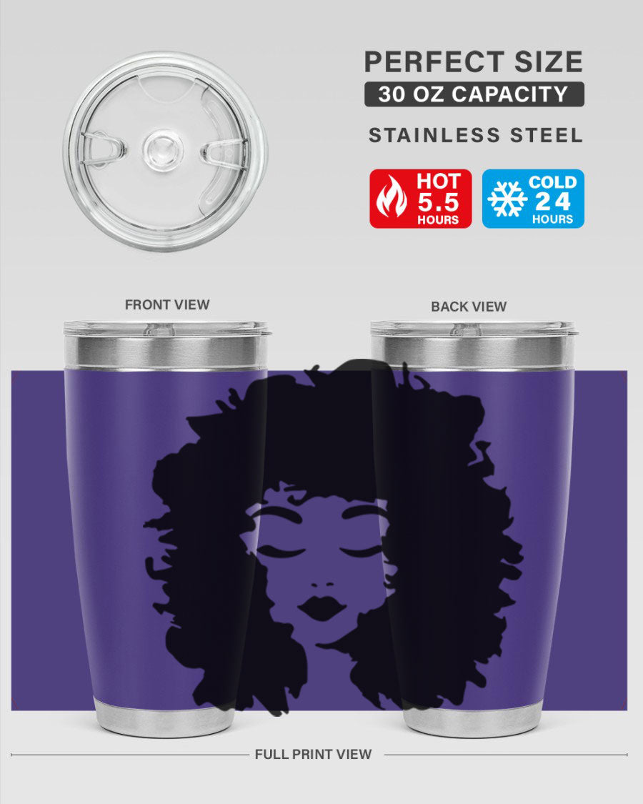 Black women - queen 72# tumbler, 20oz double wall vacuum stainless steel with copper lining, featuring a stylish design.