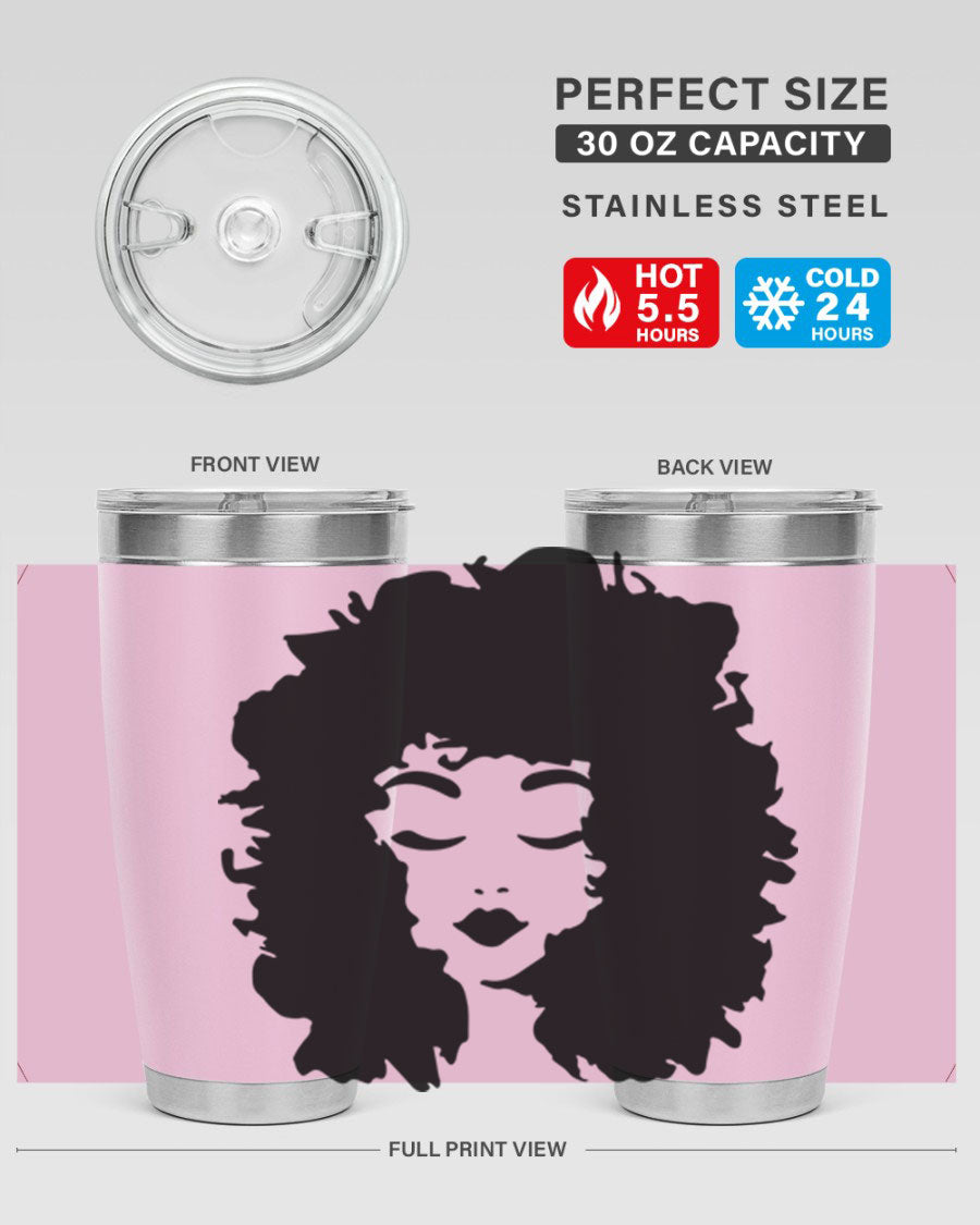 Black women - queen 72# tumbler, 20oz double wall vacuum stainless steel with copper lining, featuring a stylish design.