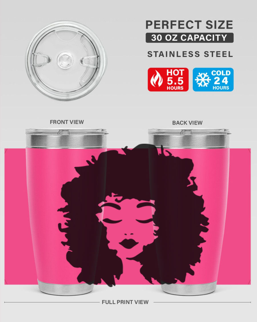 Black women - queen 72# tumbler, 20oz double wall vacuum stainless steel with copper lining, featuring a stylish design.