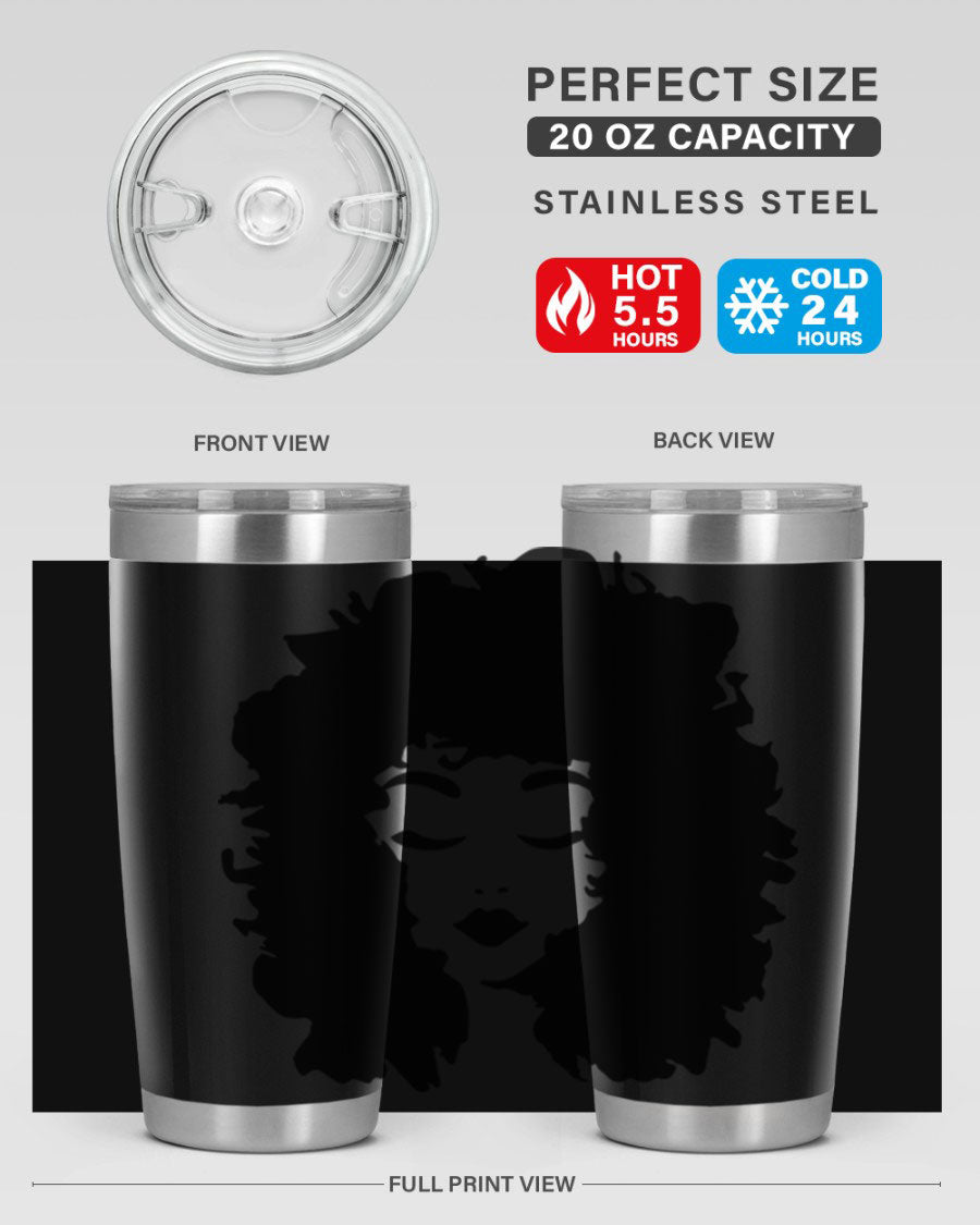 Black women - queen 72# tumbler, 20oz double wall vacuum stainless steel with copper lining, featuring a stylish design.